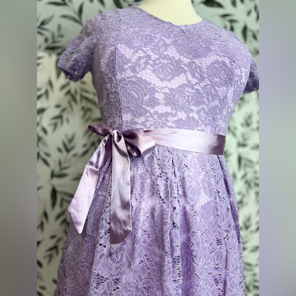 Retro Vintage Style Lace Lilac MOB Bridesmaid Wedding Classic Size L (12) New #4 - Picture 9 of 16
